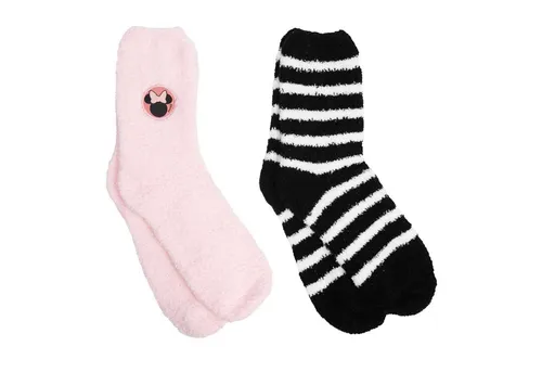 United Labels® Socken Disney - Minnie Mouse Kuschelsocken für Damen Schwarz/Rosa (2er Pack)