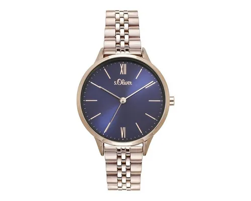 s.Oliver SO-4214-MQ Damenuhr - Elegante Armbanduhr für Damen mit roségoldfarbenem Edelstahlarmband, kratzunempfindlichem Mineralglas und Wasserdichtigkeit bis 3 ATM. Ideal für jeden Anlass!