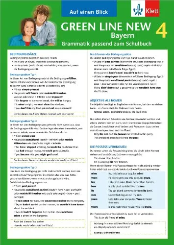 Green Line New Bayern 4 - Auf einen Blick: Grammatik passend zum Schulbuch - Klappkarte (6 Seiten) (Green Line NEW. Ausgabe für Bayern)