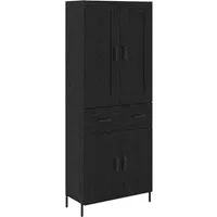 vidaXL Highboard 2 Stück Schwarz Eichen-Optik - Stylisches Highboard aus robustem Holzwerkstoff, ideal für moderne Wohnräume. Flexible Regale bieten viel Stauraum, während die eleganten Metallgriffe und stabilen Beine für einen zeitgemäßen Look sorgen.