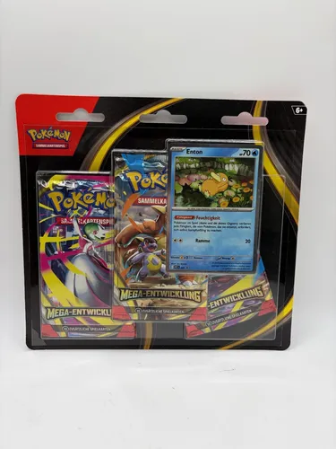 Pokémon TCG Mega-Entwicklungen - 3er Blister DE - TCG OVP Packs, enthält 3 Mega-Entwicklungen Karten für packenden Spielspaß, ideal für Sammler und Spieler ab 6 Jahren.