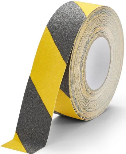DURABLE Kettenschloss Antirutschband Duraline Grip 15mx50mm gelb/schwarz (5 Stück) - Selbstklebendes Antirutschband Duraline Grip für sichere Wege und Trittflächen. Ideal für Innen- und geschützten Außenbereich. Die rutschhemmende Oberfläche sorgt für mehr Sicherheit auf Treppen, Rampen und Maschinen.