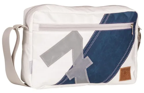 Produktbild Moderne Umhängetasche aus recyceltem Segeltuch in Weiß/Blau/Grau