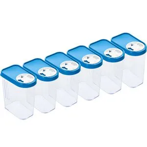 Kigima Schüttdose blau, aus Kunststoff, Set, 0,5 Liter, mit Drehdeckel, 6 Stück