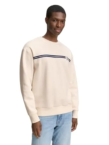 TOM TAILOR DENIM Herren-Sweatshirt XXL in Gardenia Weiß - Stylisches Herren-Sweatshirt von TOM TAILOR Denim mit coolem Logo-Print. Aus atmungsaktiver Sweatware für hohen Tragekomfort, ideal für lässige Freizeitlooks.