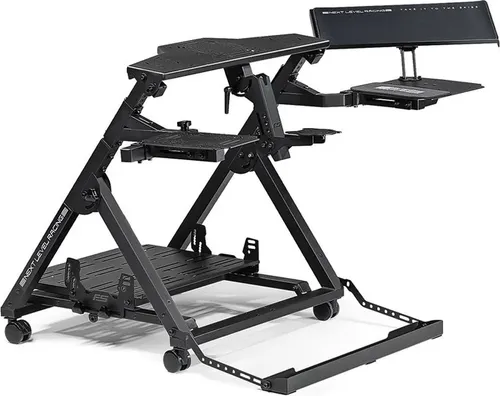 Next Level Racing Flight Stand Pro, Flugzeugständer für Gaming - Stabiler Flugzeugständer für Flugsimulationen, kompatibel mit Trustmaster Lenkrädern und Pedalen. Tragfähigkeit bis 150 kg, perfekt für Spieler von 120 bis 210 cm. Inkl. Montageset und Tastatur-Halter.