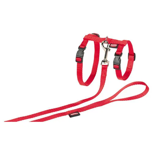 Nobby Katzengarnitur XL rot Geschirr mit Leine für große Katzen Nylon 13mm