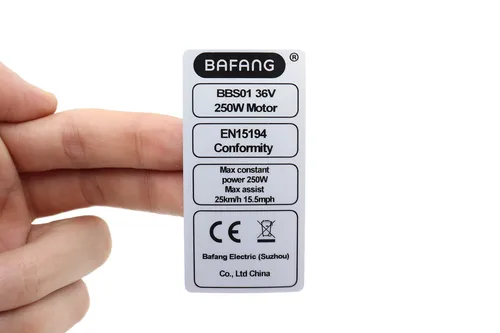 Stück Mittel-Motor Legal Sticker Aufkleber Typenschild 250W 36V CE BBS01 BBS01 2