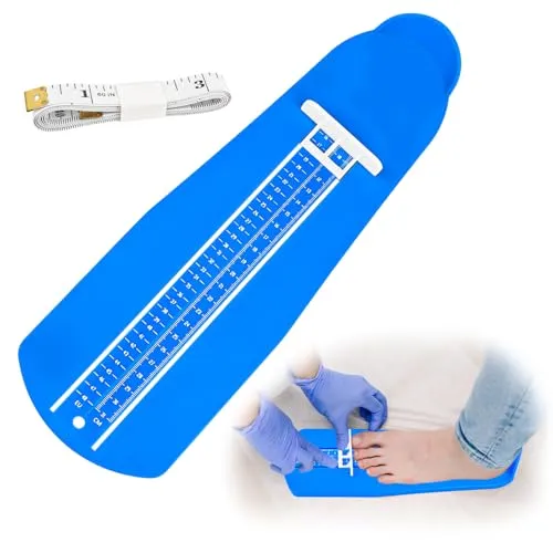 Fußmessgerät für Kinder und Erwachsene, Schuhgrößenmesser mit Weiches Lineal, Schuhgrößenmessung, Schuhgröße EU Größen Zur präzisen Größenbestimmung von Schuhen für Kinder, Damen und Herren (Blau)