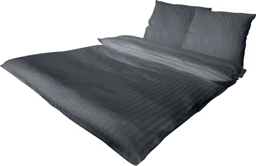 Bettwäsche 135x200 + 80x80 Satin HOTEL DAMAST Premium Baumwolle 4 teilig Anthrazit