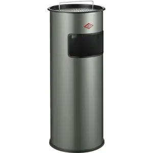 Wesco Standascher 50 mit Sieb, neusilber - Hochwertiger Aschenbecher aus pulverbeschichtetem Stahlblech mit 50 Litern Fassungsvermögen, inklusive Sieb und herausnehmbarem Aluminium-Aschereinsatz für eine saubere Umgebung.