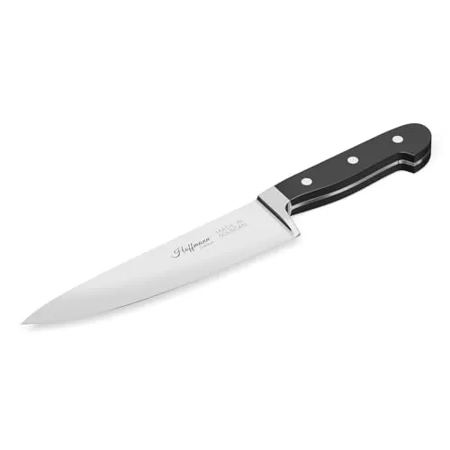 Hoffmann Chefmesser 21 cm – handgeschmiedetes Kochmesser aus Solingen - KÜCHENMESSER MIT 21 CM KLINGE – Handgeschmiedetes Chefmesser aus X50CrMoV15, ideal für präzise Schnitte in der Küche. Ergonomischer POM-Griff für angenehmes Handling und zuverlässige Schnittleistung.