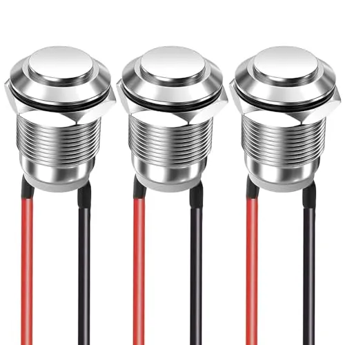 Gebildet 3Stücke 12mm 2A/12V/24V/125V/250V Wasserdichte Drucktaster Momentanen Edelstahl Taster EIN Aus mit Draht (Hervorstehend)