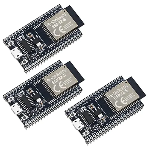 AZDelivery 3 x ESP32S Dev Kit C V4 NodeMCU WLAN WiFi Development Board kompatibel mit Arduino inklusive E-Book! (Nachfolger Modul von ESP32S Dev Kit C V2)
