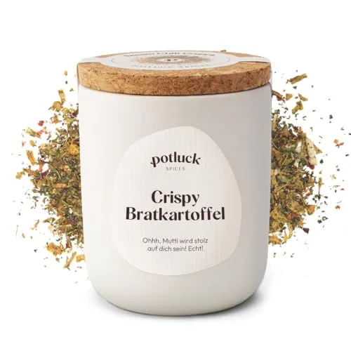 Potluck | Crispy Bratkartoffeln | Gewürzzubereitung im Keramiktopf | 60g | Vegan, glutenfrei und mit natürlichen Inhaltsstoffen