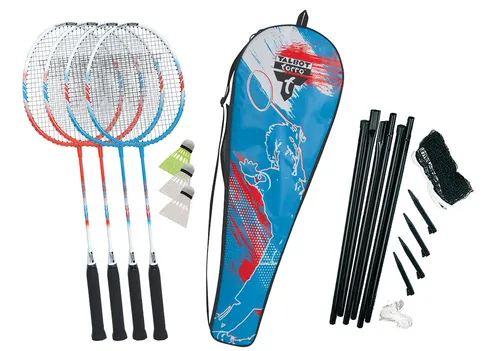 Talbot Torro Federball-Set 4-Fighter NEW - Komplettes Set mit 4 Schlägern - Badmintonschläger-Set mit 4 leichten Schlägern und robusten Bällen, ideal für Freizeit und Wettkampf – perfekt für Spaß mit Freunden und Familie!