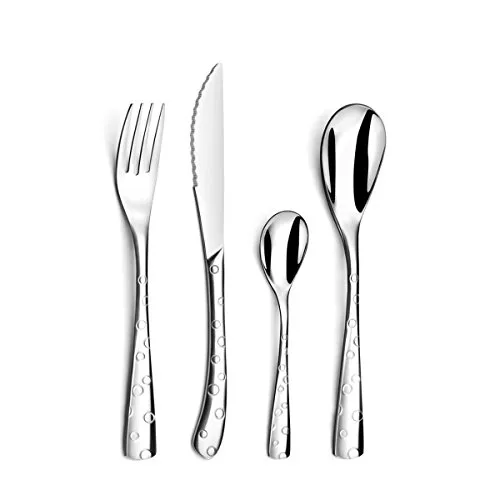 Amefa Besteck-Set FLOCON, Tafelbesteck mit Seifenblasen-Gravur, für 6 Personen, Edelstahl glänzend, 24-teilig