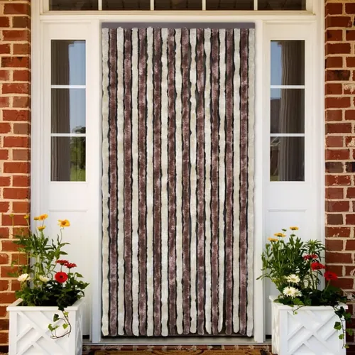 The Living Store Insektenschutz-Vorhang Beige und Hellbraun 90x220 cm Chenille