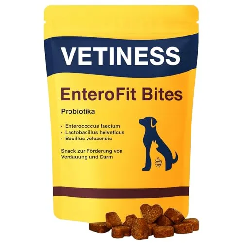 vetiness EnteroFit Bites Probiotika Hund | Magen und Darm | Verdaunungs Snacks | 75 Stück | Gras und Kotfresser Drops Hund fördern die Darmregulierung und Verdauung | Sodbrennen
