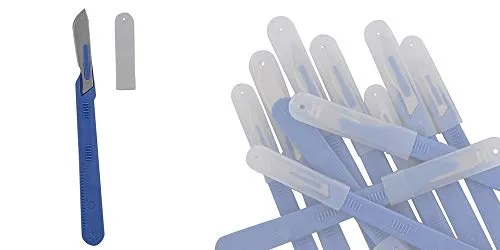 10x Einwegskalpell Klinge Figur 21, Kosmetex Einmal Skalpelle, mit Schutz-kappe, einzeln steril verpackt, Figur 21