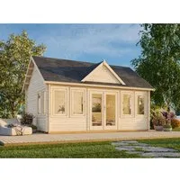 Gartenhaus Holz 44mm CLAUDIA 550x400cm - Hochwertiges Blockhaus mit 44mm Wänden, ideal für Gartenlagerung und Freizeitnutzung, bietet viel Platz und natürliche Optik.