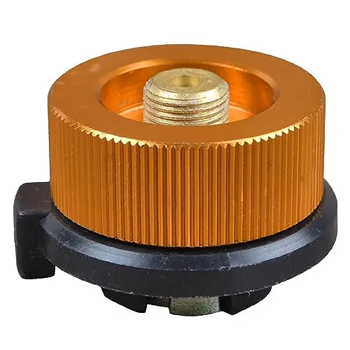 Camping Herd Connector Gasflasche Adapter Split Type Ofen Konverter für Butan Kanister zu Schraube Gaskartusche (Orange, 1PCS)