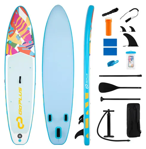 COSTWAY Stand Up Paddling Board 336 cm - Aufblasbares SUP für 2 Personen - Robustes aufblasbares Paddle Board aus hochwertigem PVC für Stabilität und Komfort. Ideal für gemeinsame Abenteuer auf Seen oder Flüssen. Komplettes Zubehörset inklusive Paddel, Handytasche und mehr!