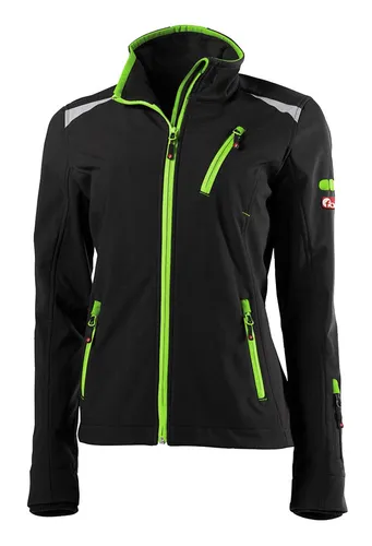 Fortis Damen-Softshelljacke twenty-four, schwarz/hellgrün, Größe L - Softshell-Kleidung mit atmungsaktiven Eigenschaften, ideal für Outdoor-Aktivitäten und wechselhaftes Wetter.