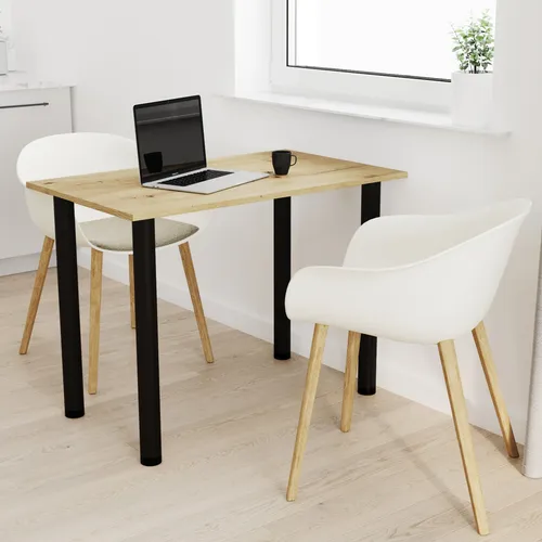 AKKE Esstisch mit schwarzen Beinen - Stilvoller Küchentisch - Esstisch in Artisan Eiche, ideal für Esszimmer und Büro, mit robuster 2mm PVC-Oberfläche und kompakten Maßen von 60x90 cm.