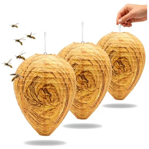 com-four® 3x Wespennest Attrappe, künstliches Hornissennest