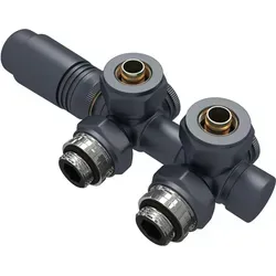 Heizkörper Multiblock Anschlussgarnitur Hahnblock Ventil Thermotstat Eck- Und Durchgangsform Φ16xg1/2' Anthrazit - Emke