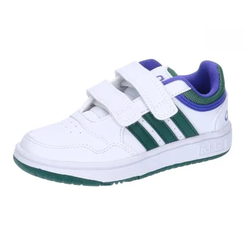 Adidas Unisex Kinder Hoops Lifestyle Basketball Hook-and-Loop Shoes, Cloud White/Collegiate Green/Lucid Blue, 29 EU