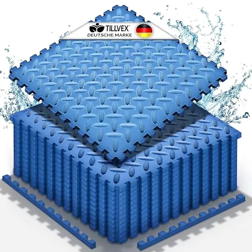 tillvex® Pool Bodenschutzmatte 60 Stück | Wärmeisolierende Unterlage für Pools - Bodenfolien für Pools mit rutschfester Oberfläche, ideal für sicheren und komfortablen Badespaß. Umweltfreundlich, isolierend und einfach zu reinigen.