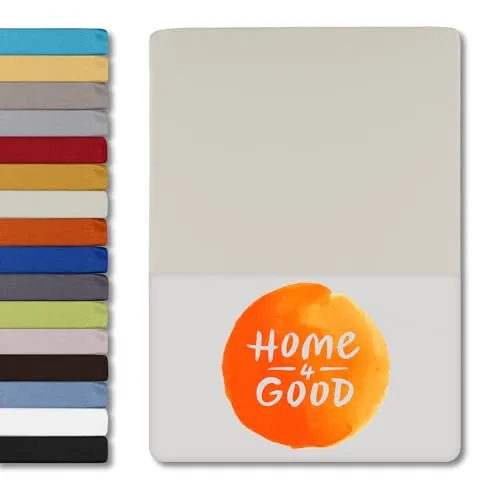 home4good Spannbettlaken 120x200cm – Jersey-Spannbetttuch aus 100 % Baumwolle – Oeko-TEX 100 Zertifiziert – bügelfrei, elastisch & atmungsaktiv – für 15–25 cm Matratzenhöhe - Schnee