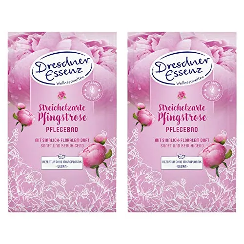 2er Pack Dresdner Essenz Pflegebad Streichelzarte Pfingstrose 2 x 60 g Badezusatz vegan