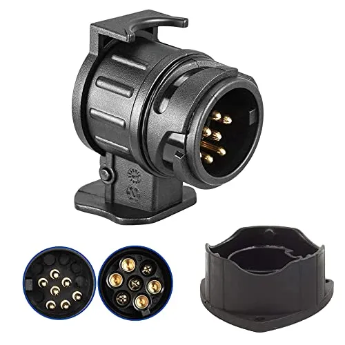 Hsthe Sea Anhängeradapter 13 Pin auf 7 Pin PKW zu Anhänger, für PKW und LKW Anhängerkupplung Adapter Schwarz