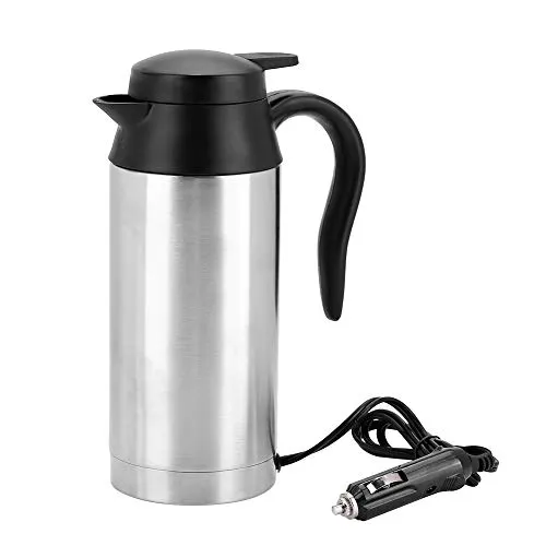 BuyWeek Auto Wasserkocher 24V, Tragbare 750ml Große Kapazität Reise Auto LKW Wasserkocher für Tee Kaffee Trinken