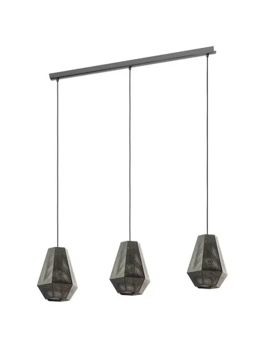 EGLO Pendelleuchte Chiavica - 3-flammige Hängelampe im Industrial Vintage Stil - Stilvolle Pendelleuchte aus Nickel-Schwarz mit einzigartigen Lampenschirmen, ideal für Esszimmer und Wohnzimmer. Erzeugt faszinierende Licht- und Schatteneffekte!