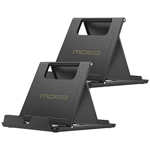 MoKo Tablet Ständer 2 Stück, Faltbare Handy Halterung für 4-11 Zoll Geräte | Faltbarer Handy Tablet Ständer für 4-11 Zoll Geräte, 2er Pack, ABS mit Silikonpolster, Kratzschutz, tragbar für unterwegs