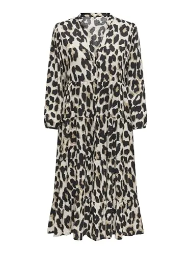 ONLY Midikleid in Pumice Stone - Elegantes Midikleid aus 100% Viskose, pflegeleicht und ideal für jeden Anlass. Perfekt für stilbewusste Frauen.