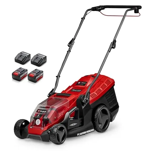 Einhell Akku-Rasenmäher GE-CM 36 36 Li Kit FCB - 36 V, 36 cm Schnittbreite, für Rasenflächen bis 400 m, Brushless-Motor für längere Laufzeiten, inkl. 2x 4 Ah Akku und 2x Ladegerät
