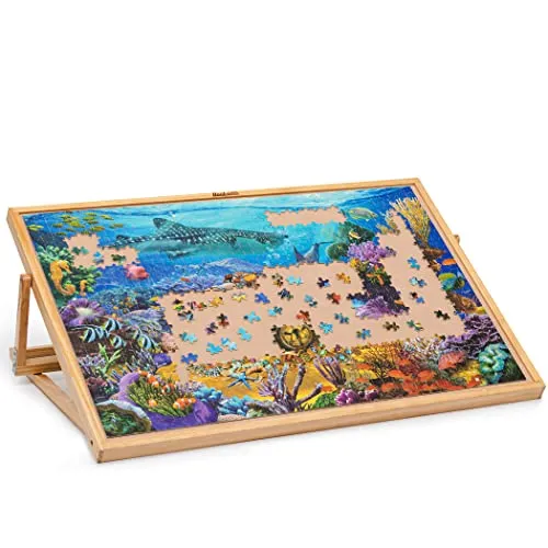 Becko Adjustable Wooden Puzzle Board Jigsaw Puzzle Plateau Puzzle Easel for Adults and Kids for Puzzles Up to 1000 Pieces