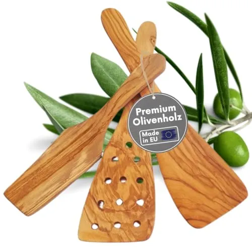 Topanbieter999 Kochbesteck-Set (3-tlg) beige - Sonstige Küchenhelfer: Hochwertiges 3-teiliges Kochbesteck aus Olivenholz, ideal zum schonenden Kochen und Servieren.