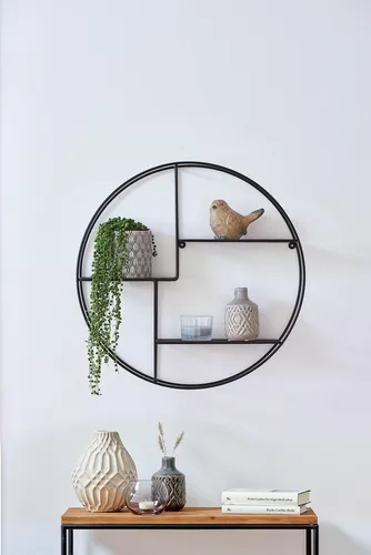 ZELLER PRESENT Wandregal aus Metall, schwarz - Schweberegale: modernes Wandregal aus robustem Metall, ideal zur stilvollen Dekoration und Aufbewahrung, Ø 55 cm, leicht zu reinigen.