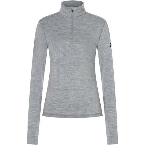 Super.Natural W TUNDRA175 Zip 1/4 cashmere grey melange (55F) M - Funktionsunterwäsche für Damen, ideal als Base Layer mit temperaturregulierendem 1/4-Reißverschluss und optimaler Wärmeisolierung dank ADVANCED WOOL 175.
