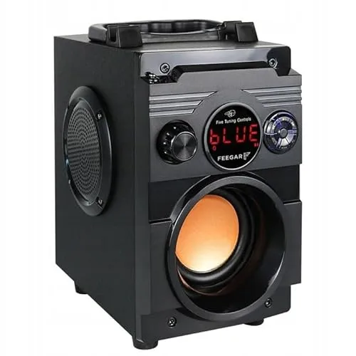 Feegar Showjet Tragbare Bluetooth-Lautsprecher,12 Stunden Laufzeit 4000mAh, kabellos, 30m, Outdoor-Lautsprecher mit Doppel-Subwoofer, reichhaltiges Stereo, unterstützt FM-Radio MP3-Player AUX EQ, 30W