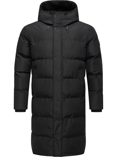 Ragwear Herren Lange Steppjacke Nordwey YOUMODO Black Gr. XL - Funktionsjacke, wasserdicht und atmungsaktiv, ideal für kalte Wintertage mit modernem Design und praktischen Details wie verstellbarer Kapuze und 2-Wege-Reißverschluss.