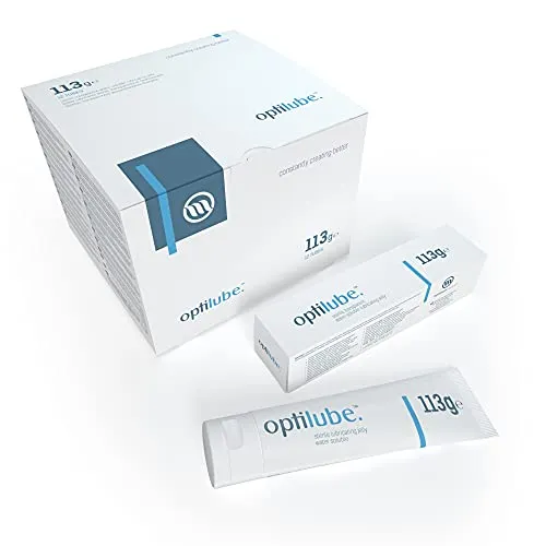 OptiLube Tuben - Steriles Gleitgel in 5g, 42g, 82g und 113g Tuben, wasserlöslich mit einfacher Klappkappe (113g Tube - Box von 12)