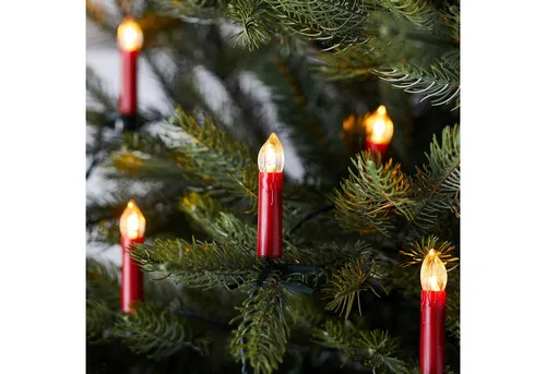 Lights4fun 50er LED Weihnachtsbaum Lichterkette - 14,7m rote Kerzenlichterkette für Innen, ideal für festliche Weihnachtsdekoration und stimmungsvolle Atmosphäre