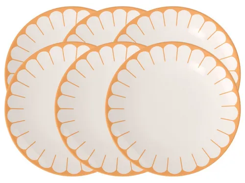 Villeroy & Boch Fleur Soleil Speiseteller 6er Set - Hochwertige Teller aus Premium Porzellan, spülmaschinen- und mikrowellenfest. Das florale Design in warmen Orangetönen bringt moderne Eleganz auf jeden Tisch.